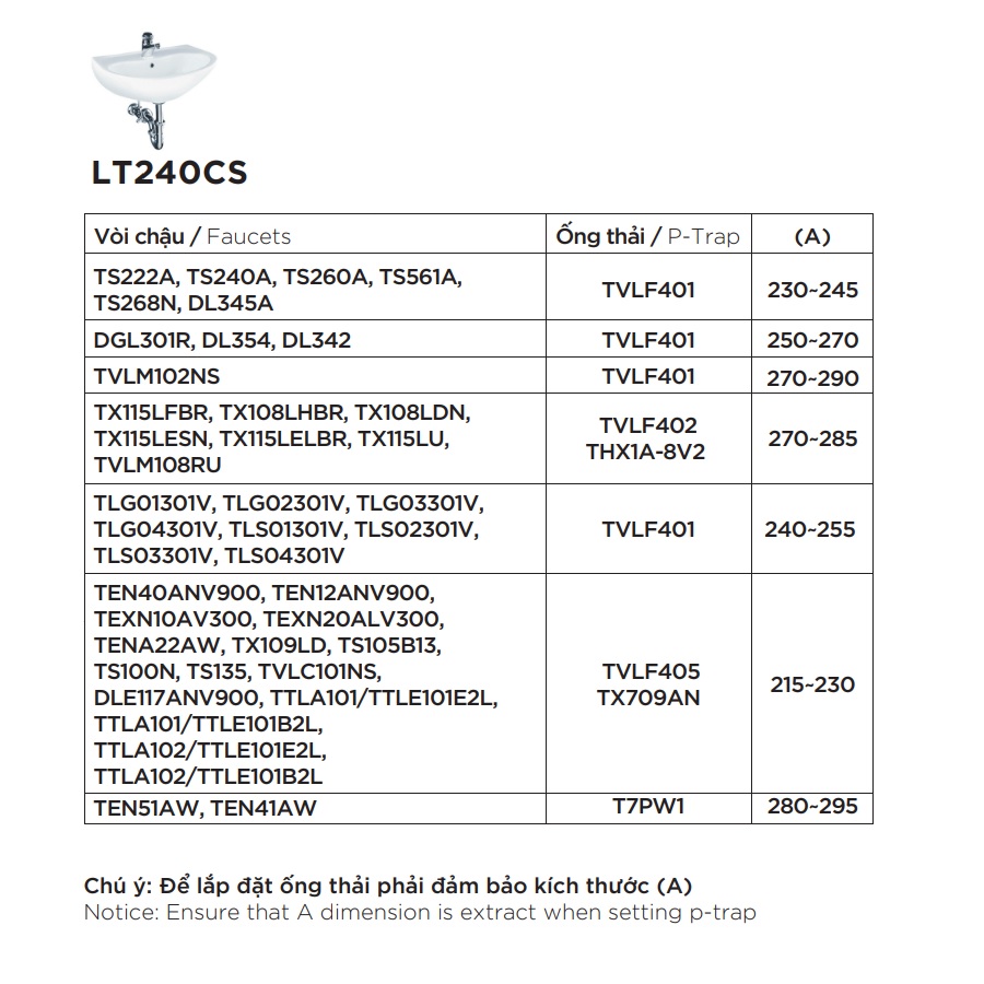 Chậu lavabo treo tường TOTO LT240CS