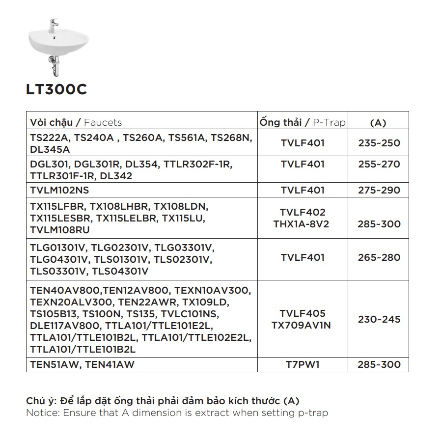Chậu lavabo treo tường TOTO LT300C