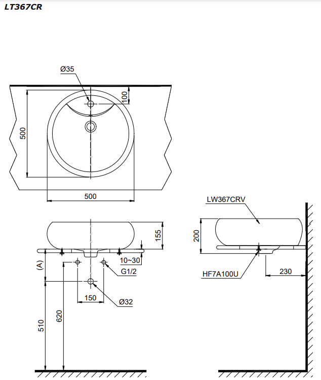 Chậu rửa lavabo đặt bàn TOTO LT367CR (LT367CT)