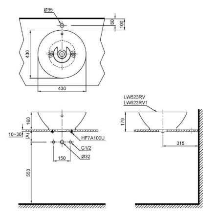 Chậu rửa lavabo đặt bàn TOTO LT523S
