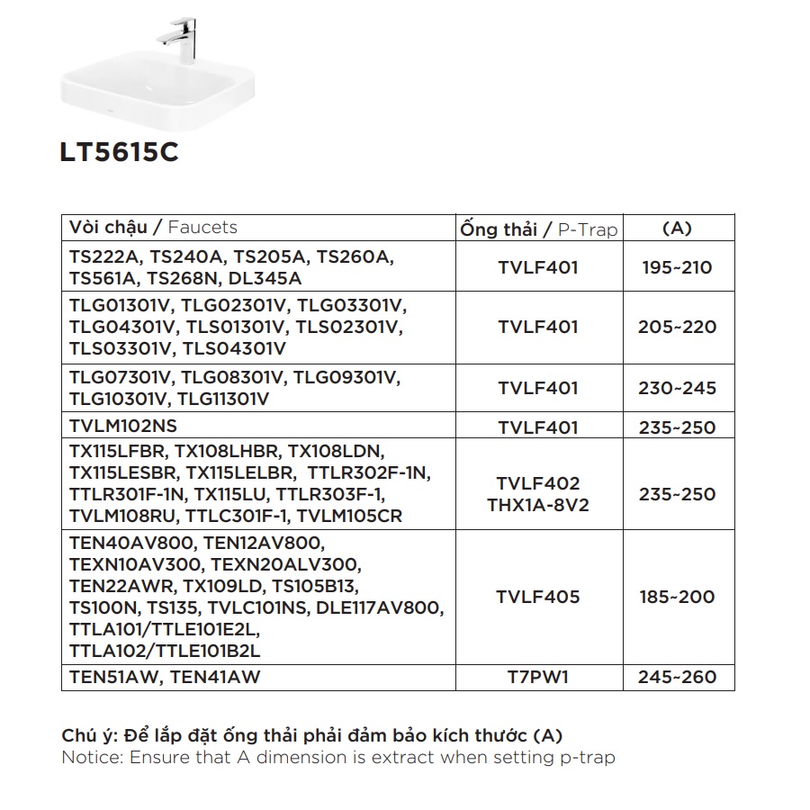 Chậu rửa lavabo đặt bàn TOTO LT5615C