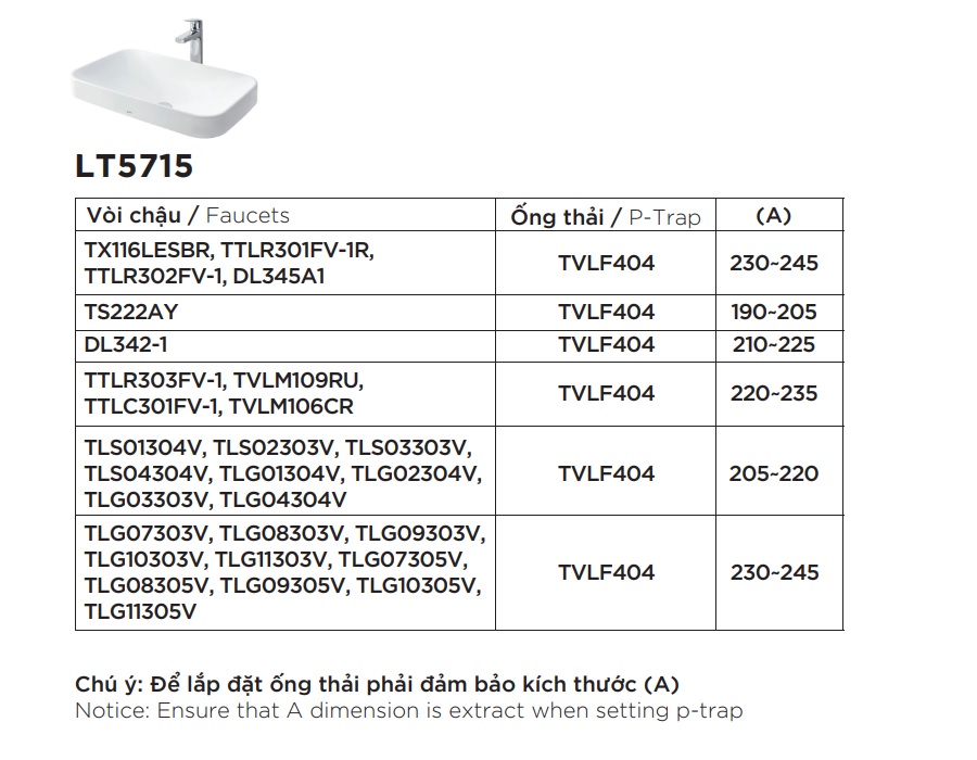 Chậu rửa lavabo đặt bàn TOTO LT5715