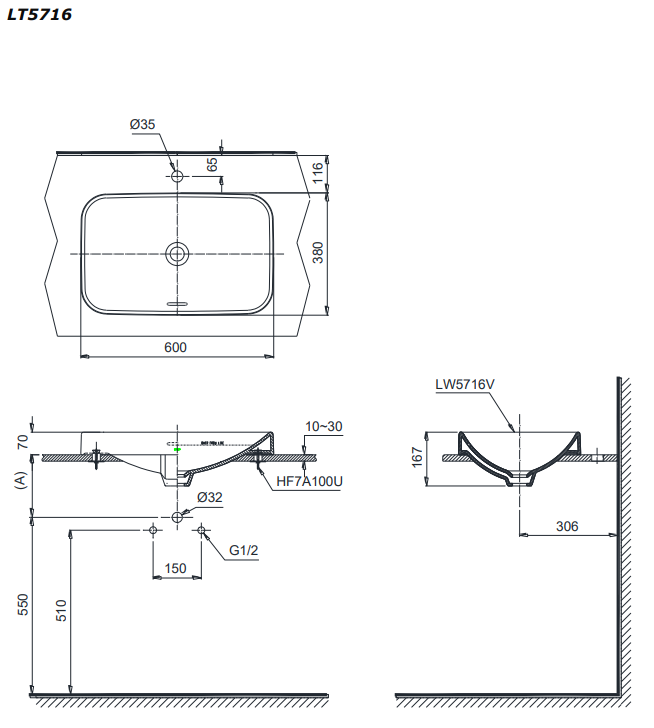 Chậu rửa lavabo đặt bàn TOTO LT5716