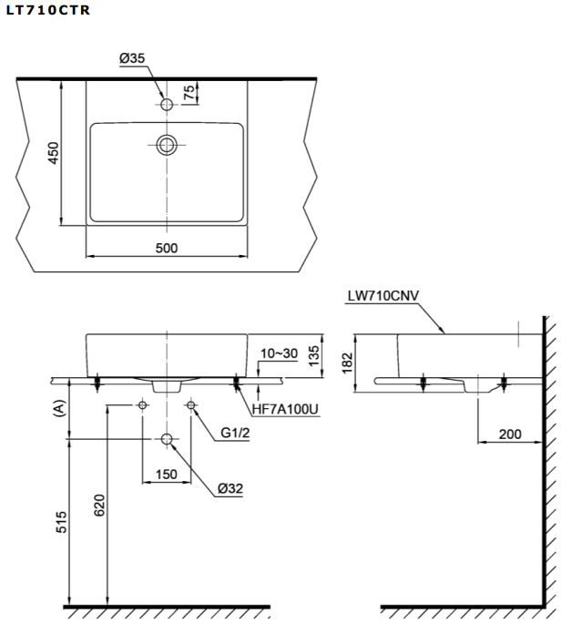 Chậu rửa lavabo đặt bàn TOTO LT710CTR