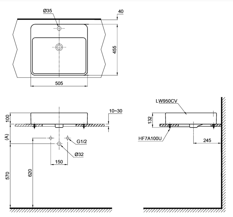 Chậu rửa lavabo đặt bàn TOTO LT950C