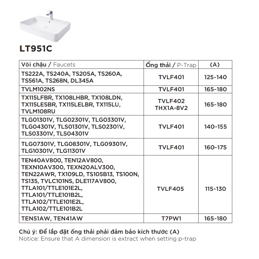 Chậu rửa lavabo đặt bàn TOTO LT951C