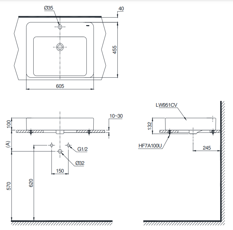 Chậu rửa lavabo đặt bàn TOTO LT951C