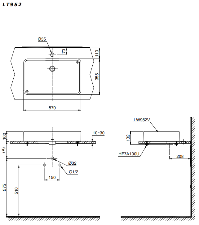 Chậu rửa lavabo đặt bàn TOTO LT952