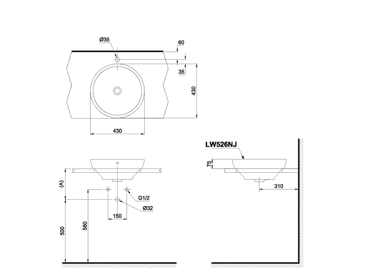 Chậu rửa lavabo đặt bàn TOTO LW526NJU